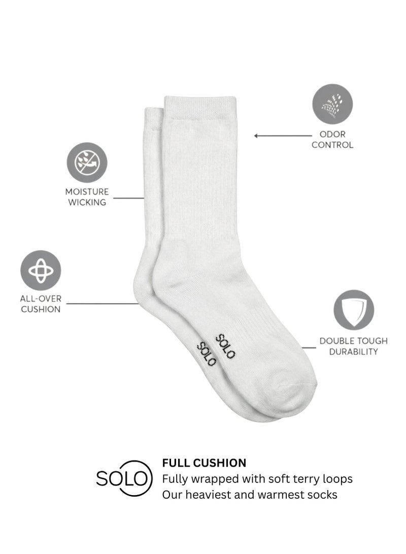 Solo Pack of 2 Cushioned Full Towel Cotton Socks - White - Image 1
